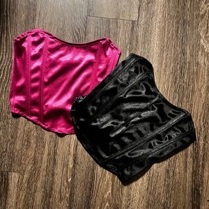Corset Crop Tops, 2 Crop Tops Pink & Black